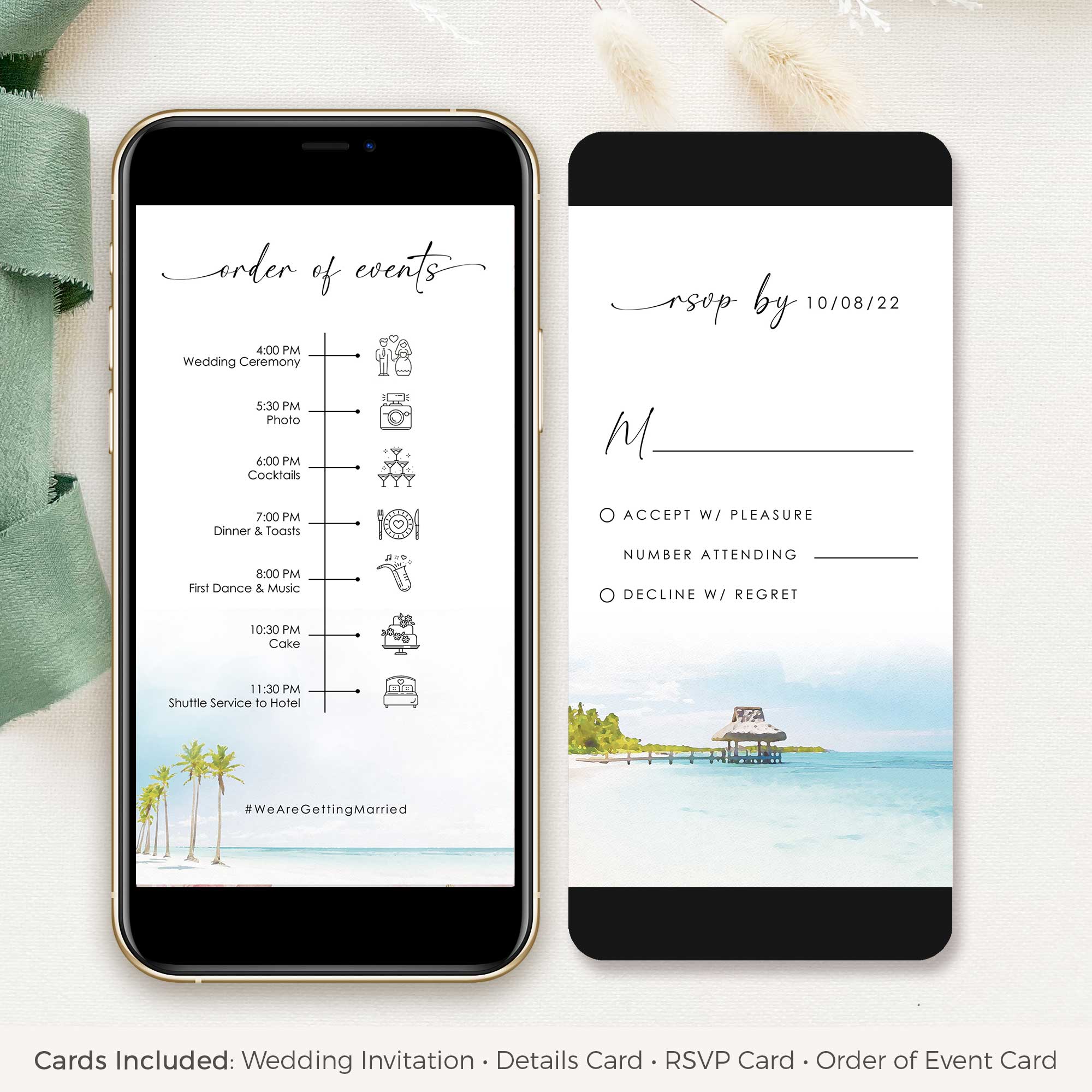 Mira | Tropical Wedding Invitation Set Digital