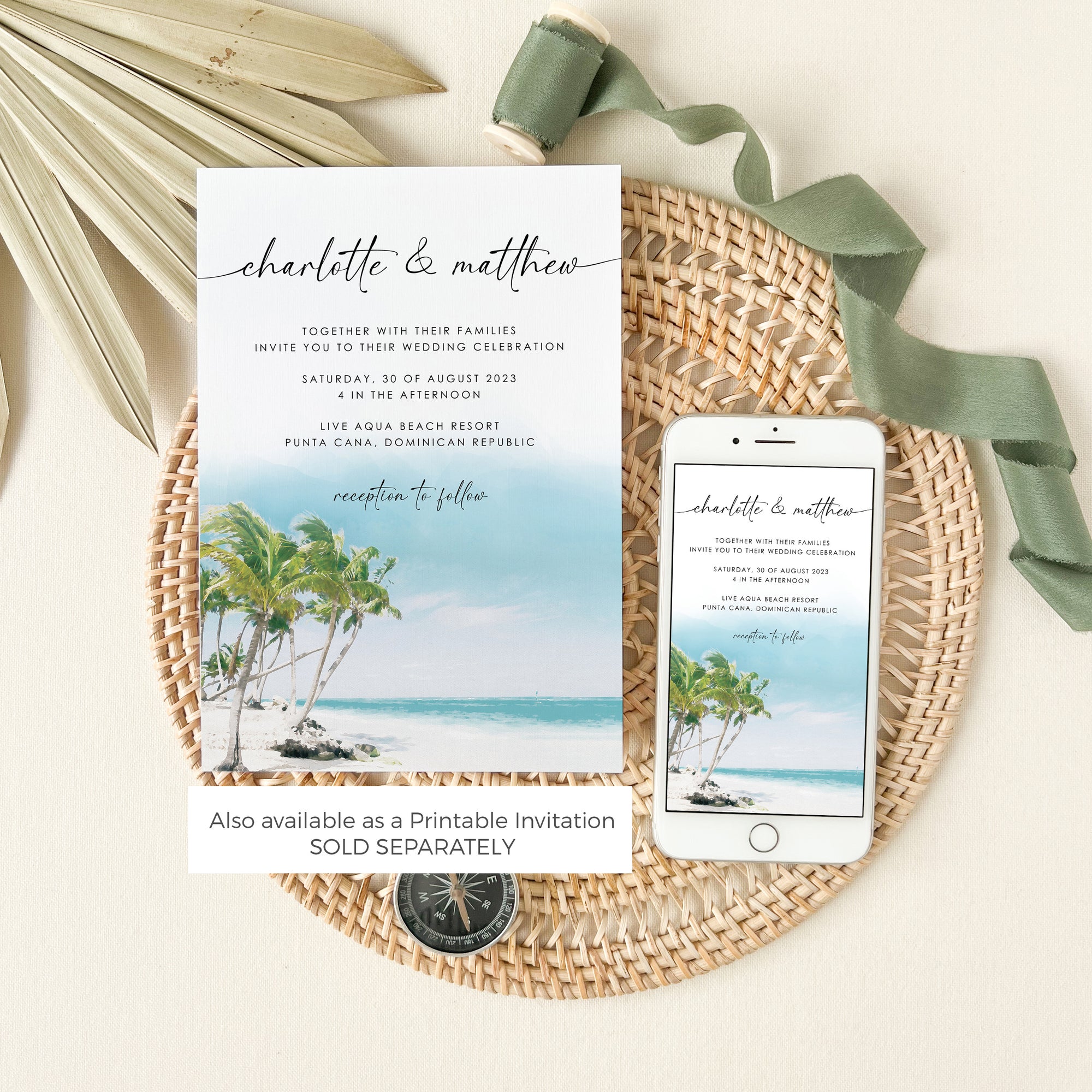Mira | Tropical Wedding Invitation Set Digital