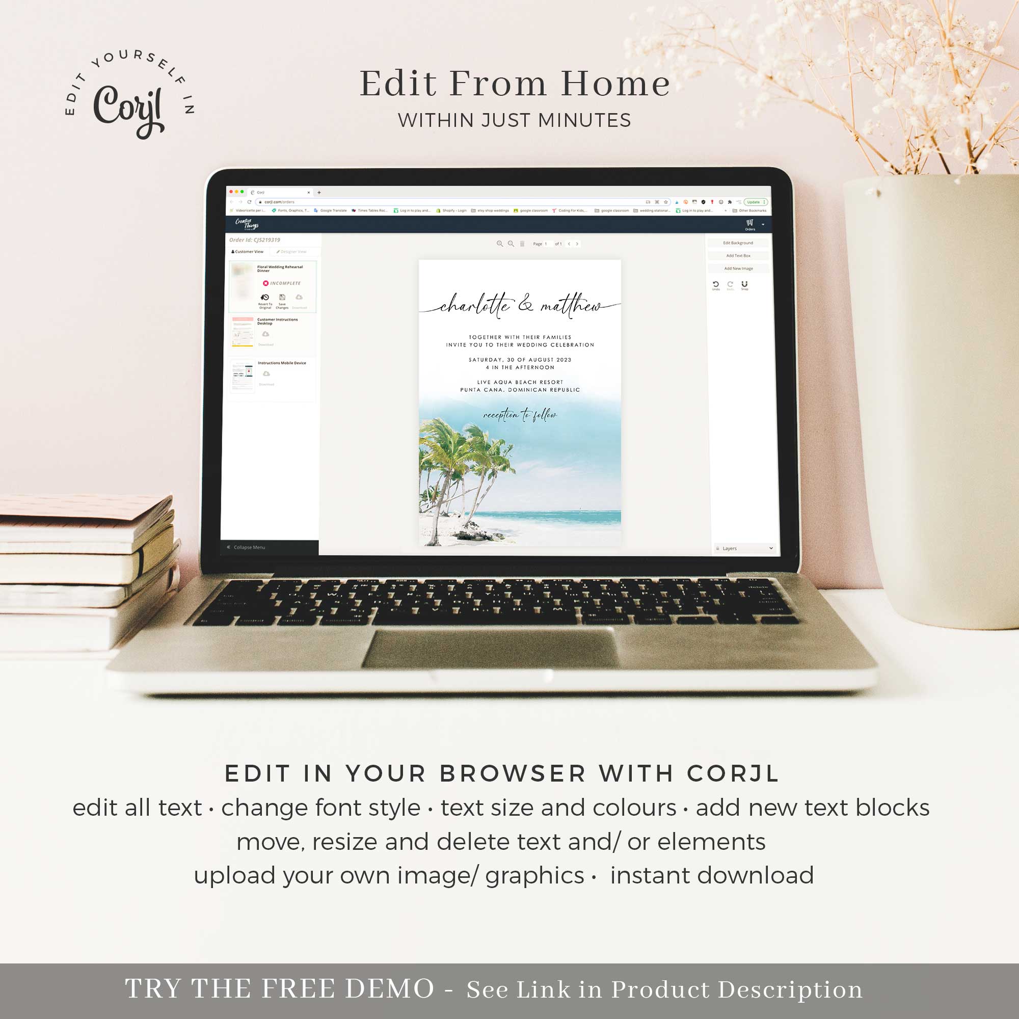 Mira | Tropical Wedding Invitation Template