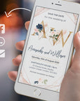 Rose Gold Electronic Save the Date with Monogram