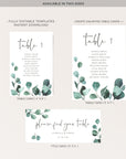 Luisa | Eucalyptus Wedding Seating Cards Template