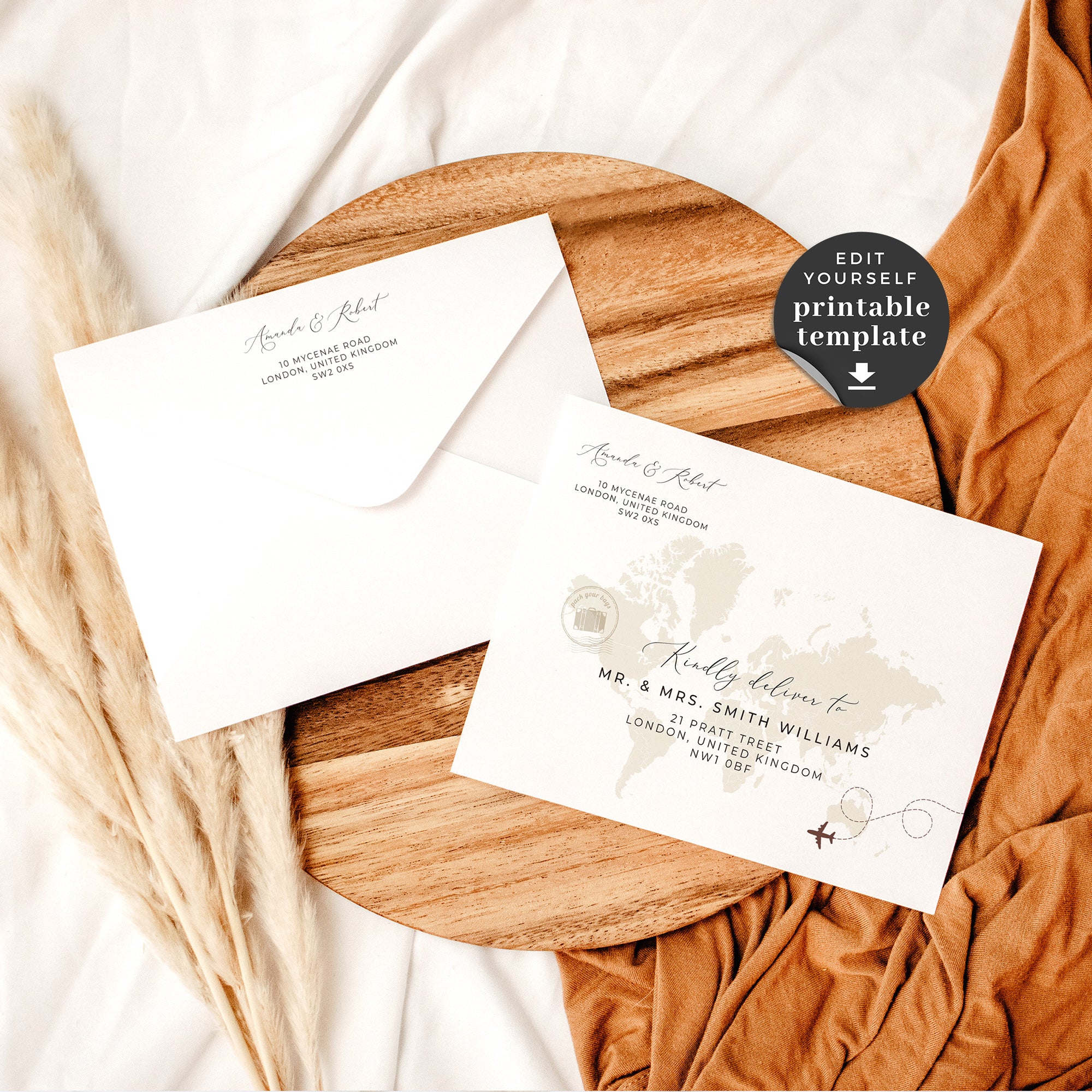 Sofia | Destination Wedding Envelope Addressing Template