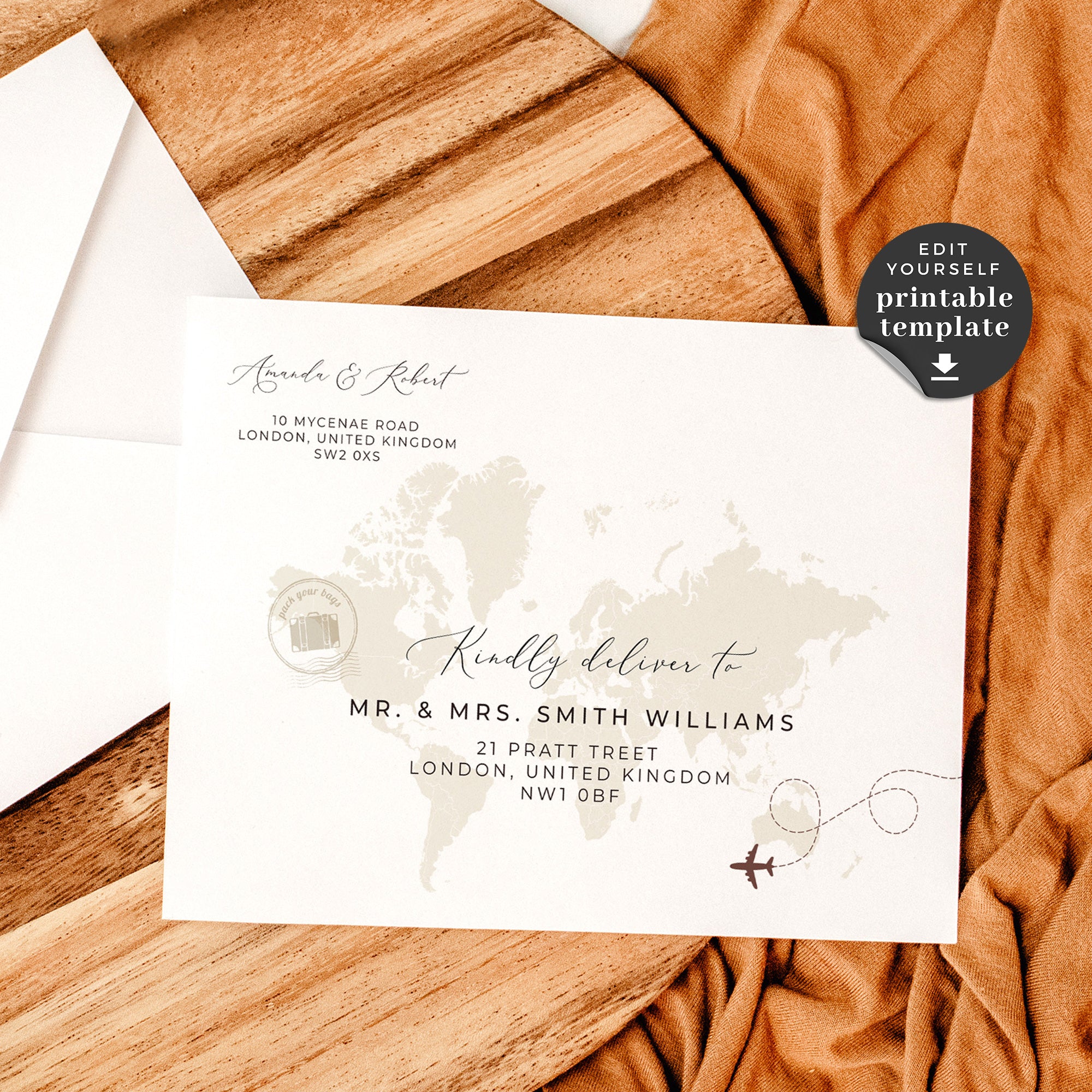 Sofia | Destination Wedding Envelope Addressing Template