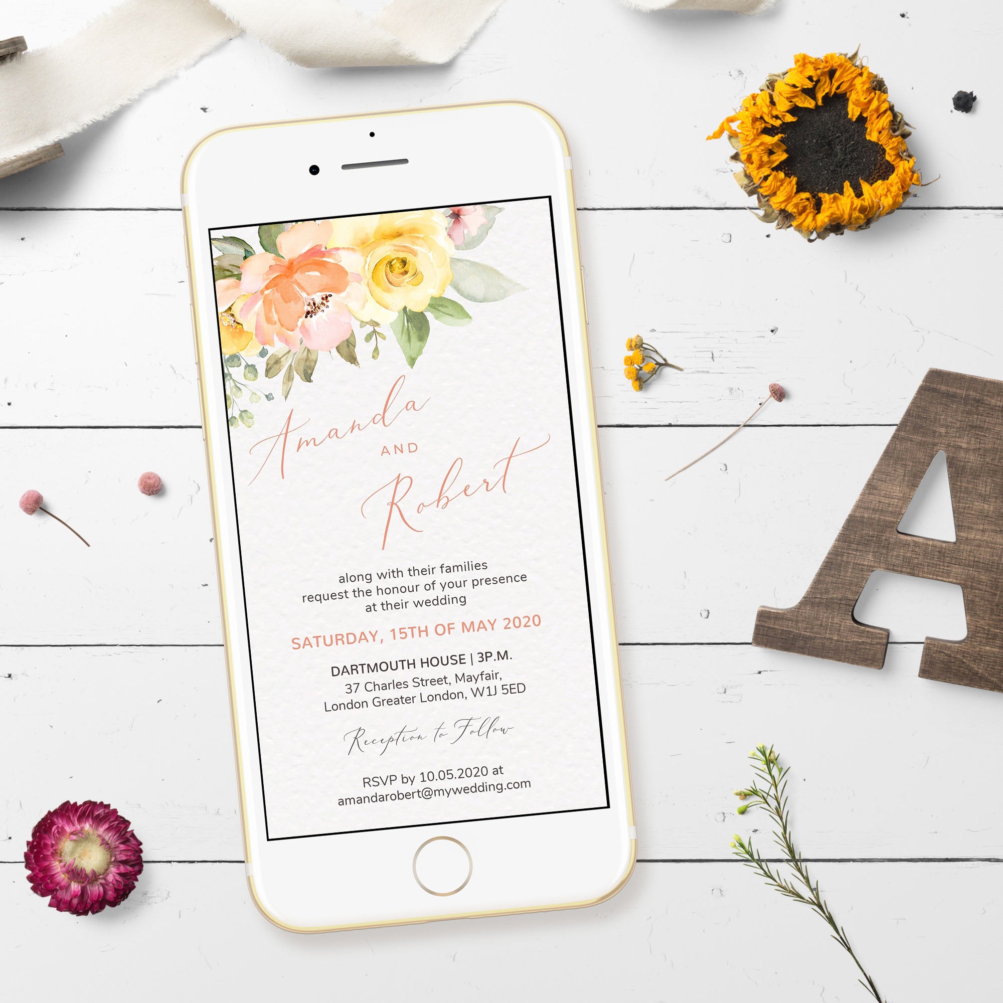 Summer Wedding Invitation Electronic Invite