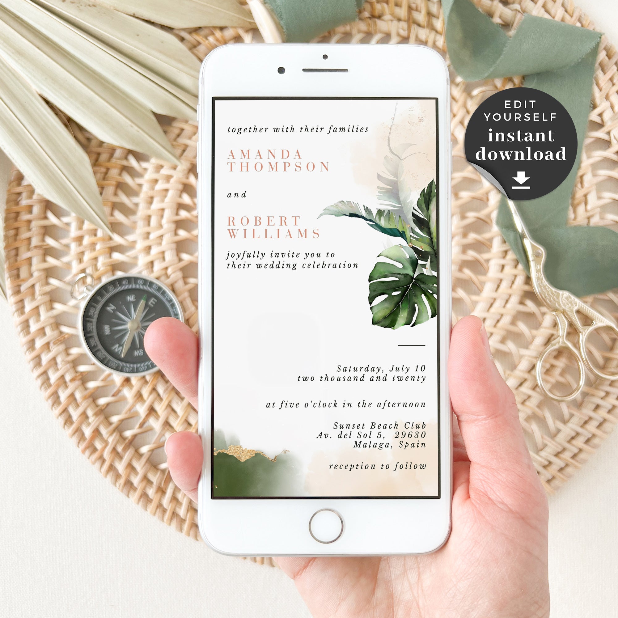 Palma | Tropical Wedding Invitation Electronic