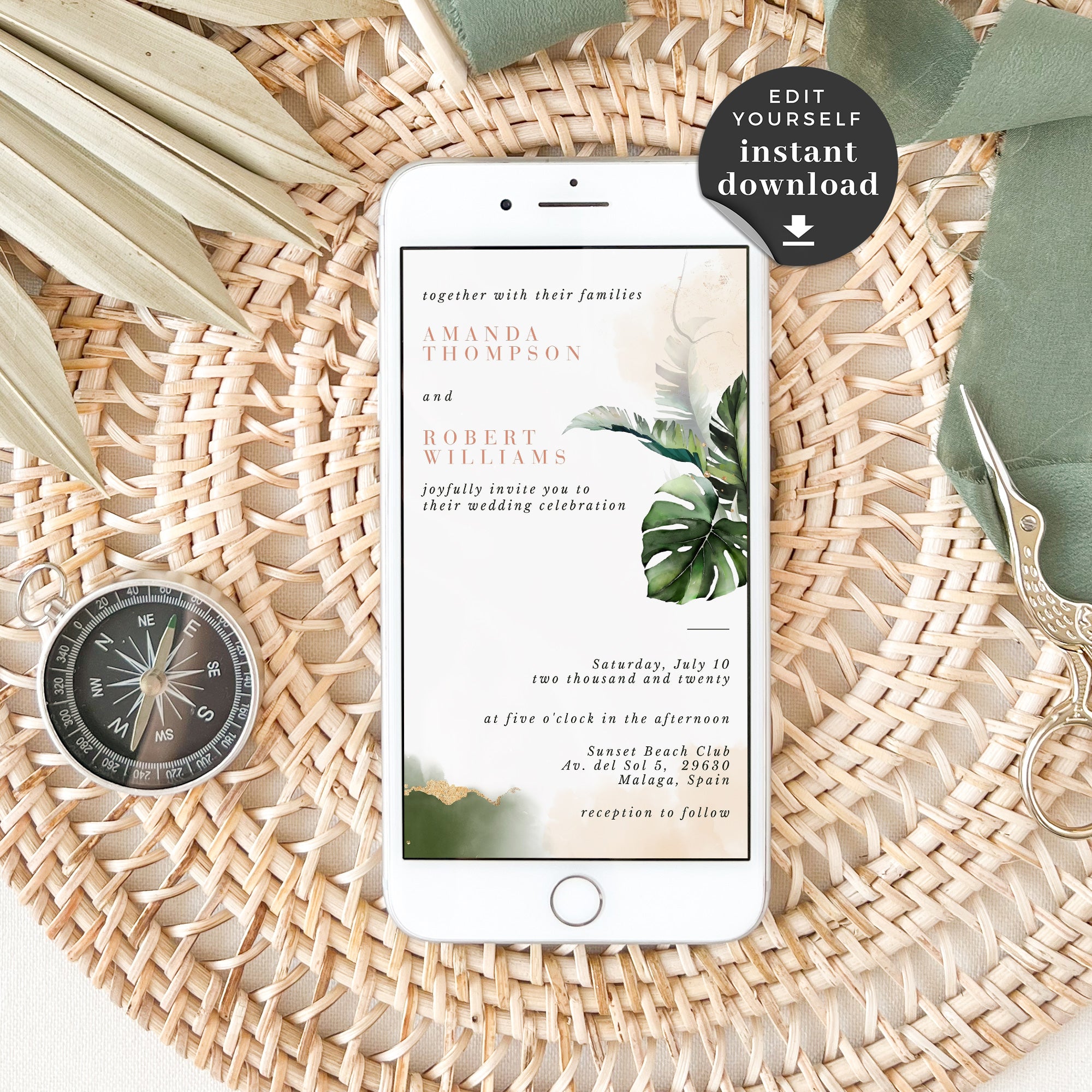 Palma | Tropical Wedding Invitation Electronic