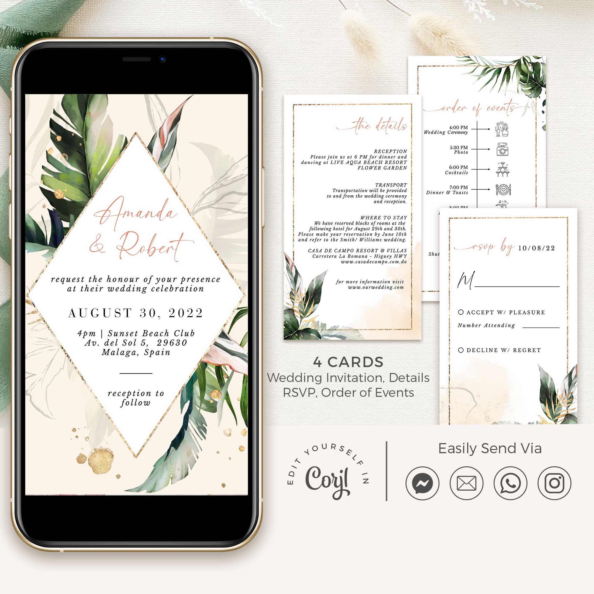 Palma | Tropical Wedding Invitation Digital